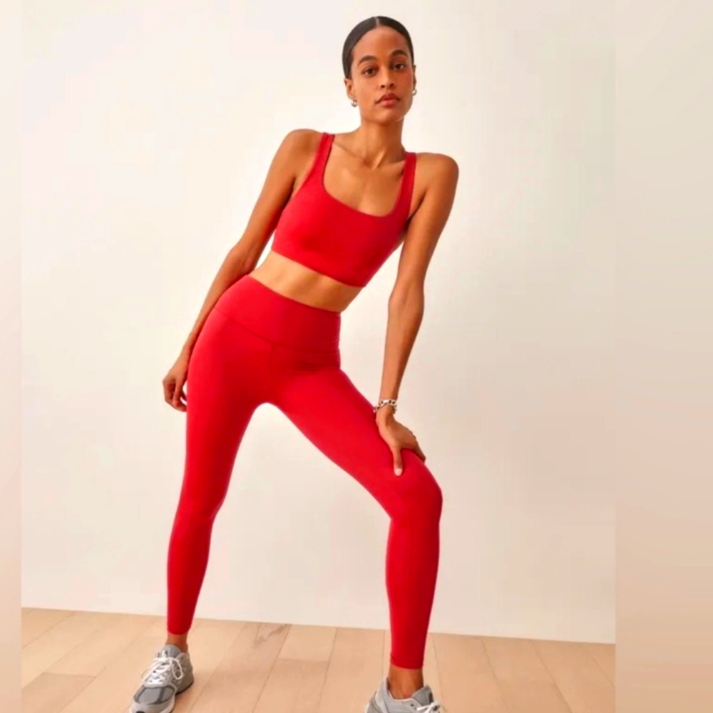 Reformation EcoMove High Rise Red Exercise Yoga Running Workout Leggings  Small